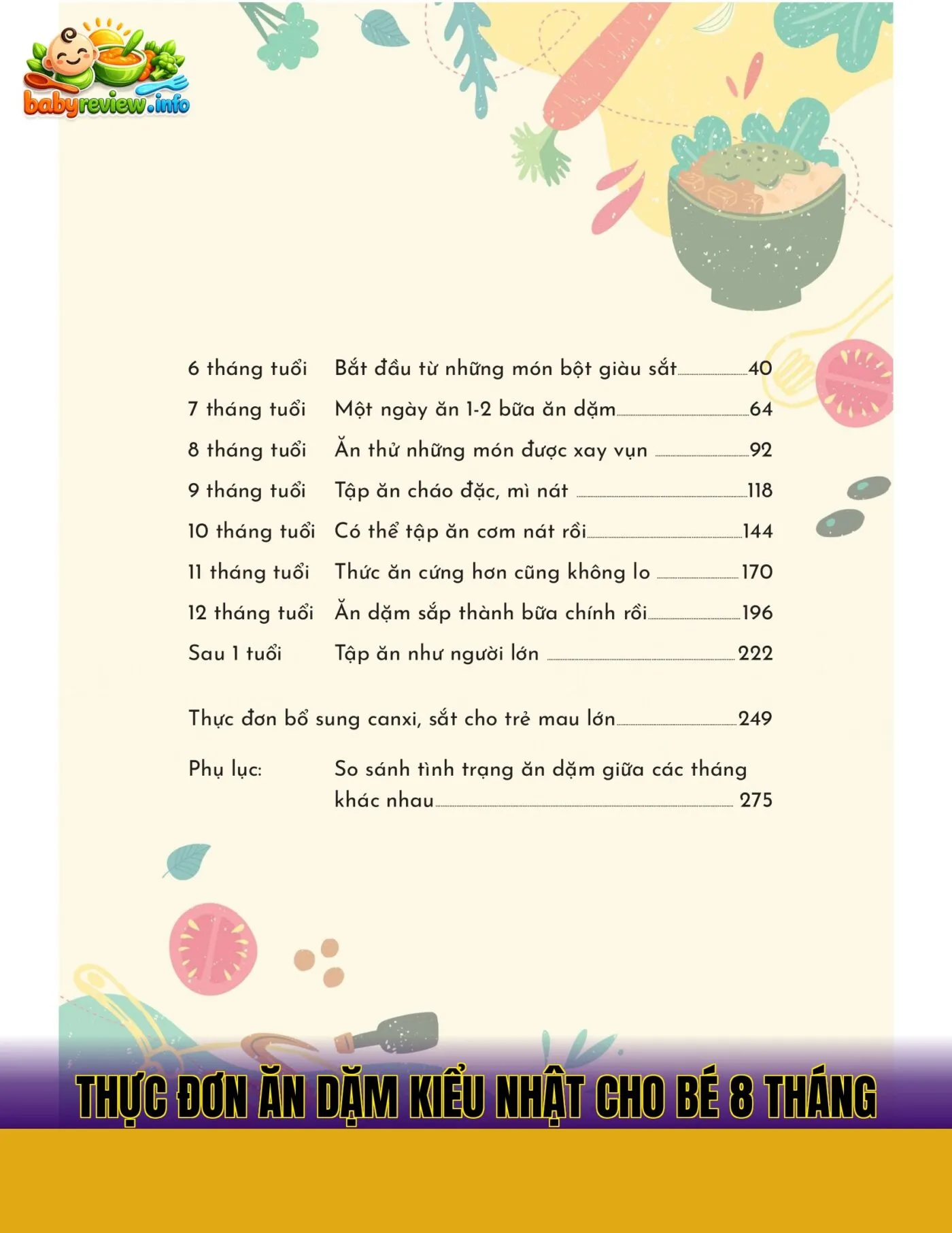 thực đơn ăn dặm kiểu nhật cho bé 8 tháng
