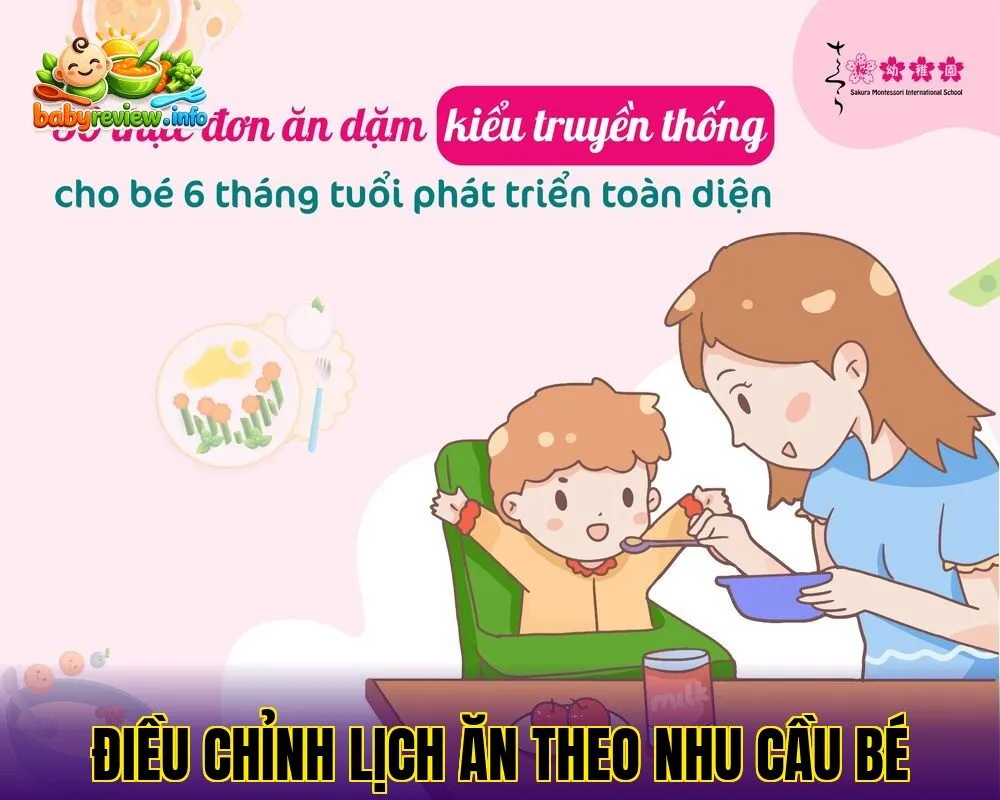 điều chỉnh lịch ăn theo nhu cầu bé