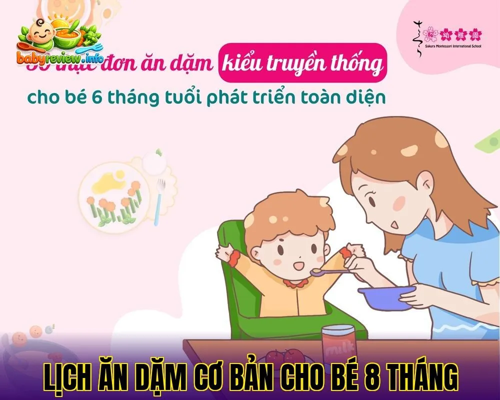 lịch ăn dặm cơ bản cho bé 8 tháng