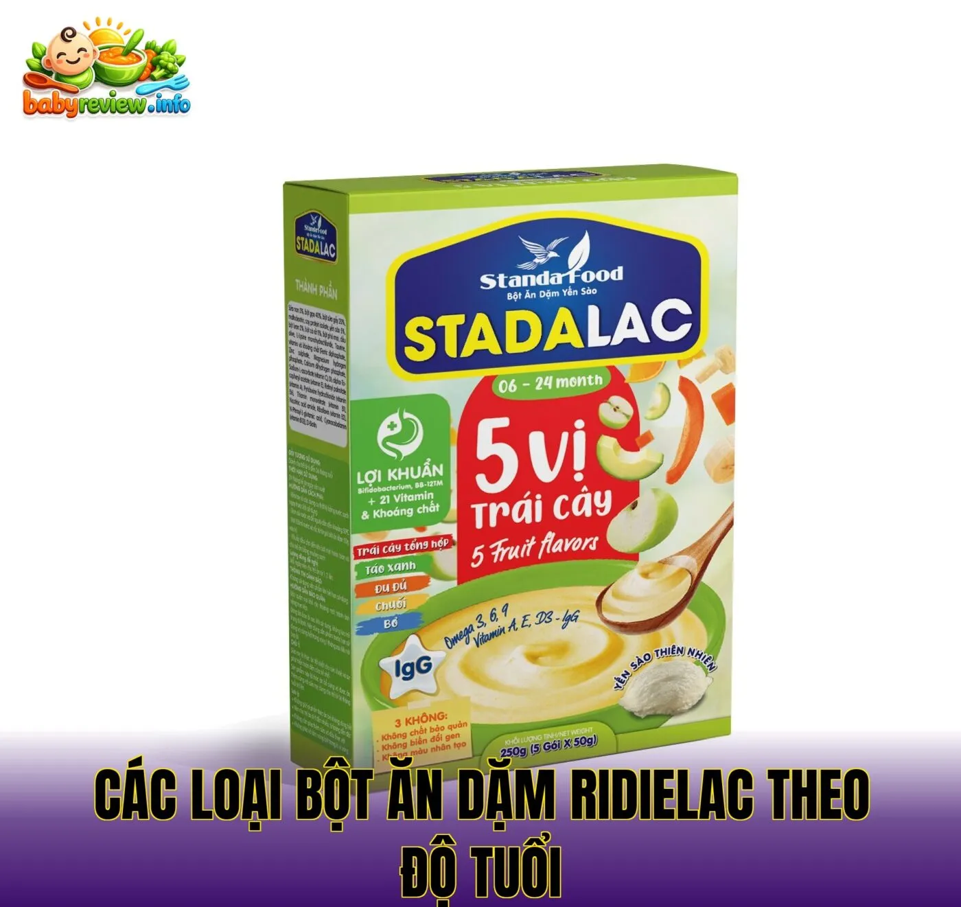 các loại bột ăn dặm Ridielac theo độ tuổi
