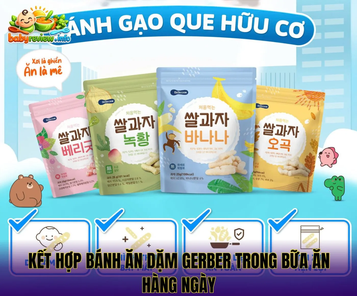 kết hợp bánh ăn dặm Gerber trong bữa ăn hàng ngày