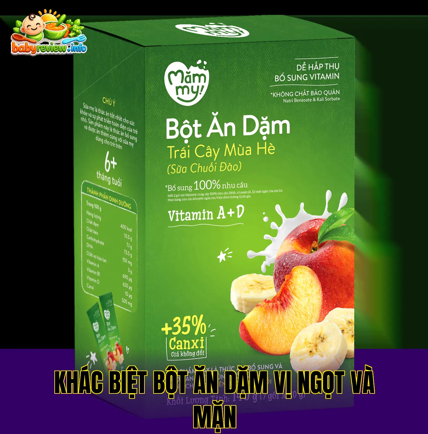 khác biệt bột ăn dặm vị ngọt và mặn
