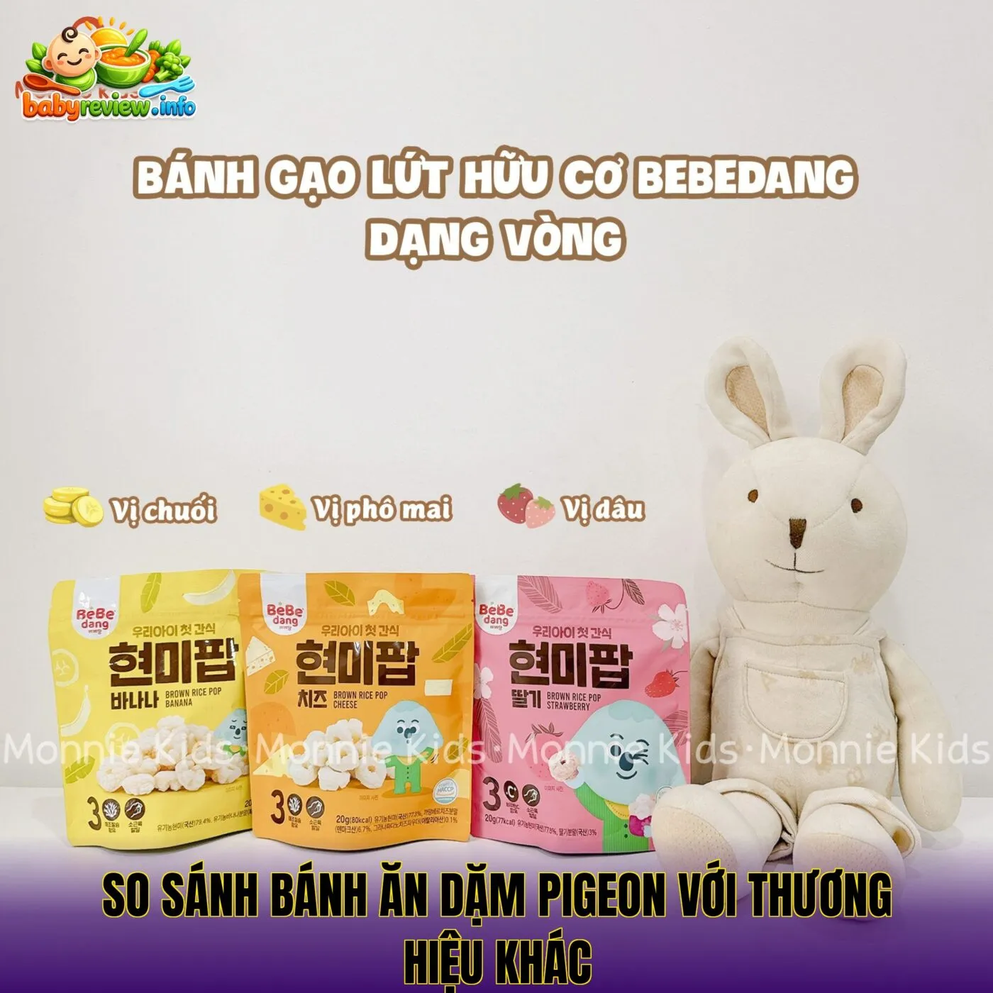 So sánh bánh ăn dặm Pigeon với thương hiệu khác
