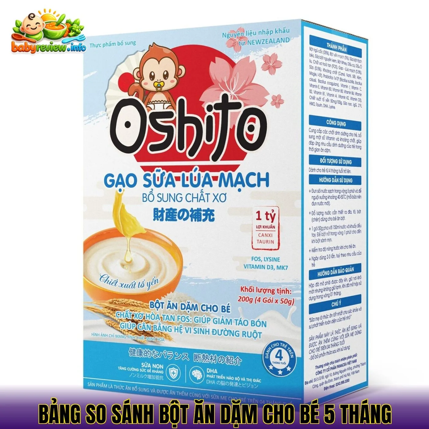 bảng so sánh bột ăn dặm cho bé 5 tháng