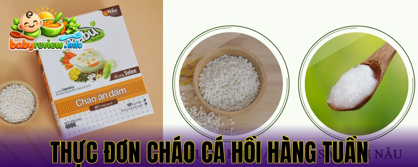 thực đơn cháo cá hồi hàng tuần