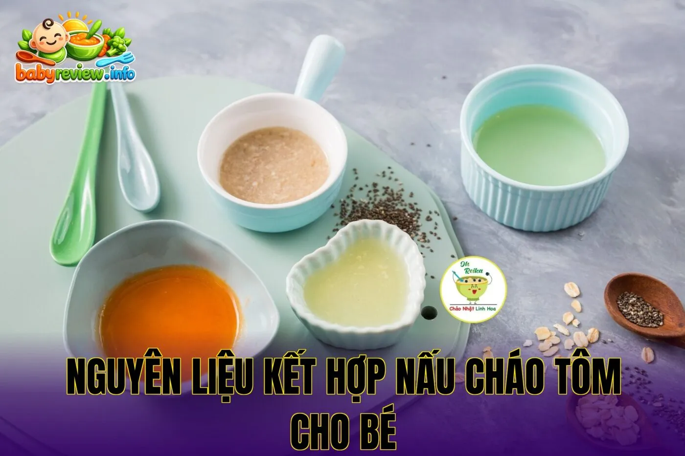 nguyên liệu kết hợp nấu cháo tôm cho bé