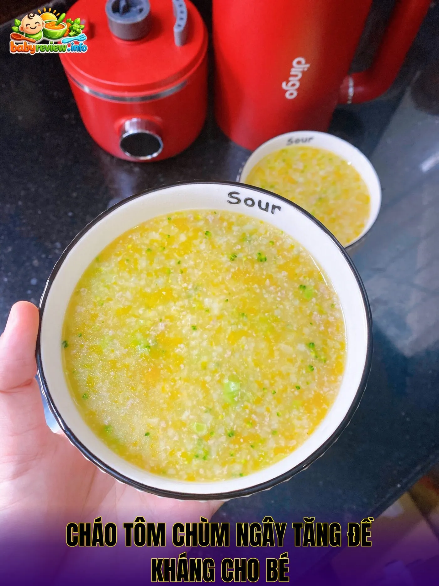 cháo tôm chùm ngây tăng đề kháng cho bé