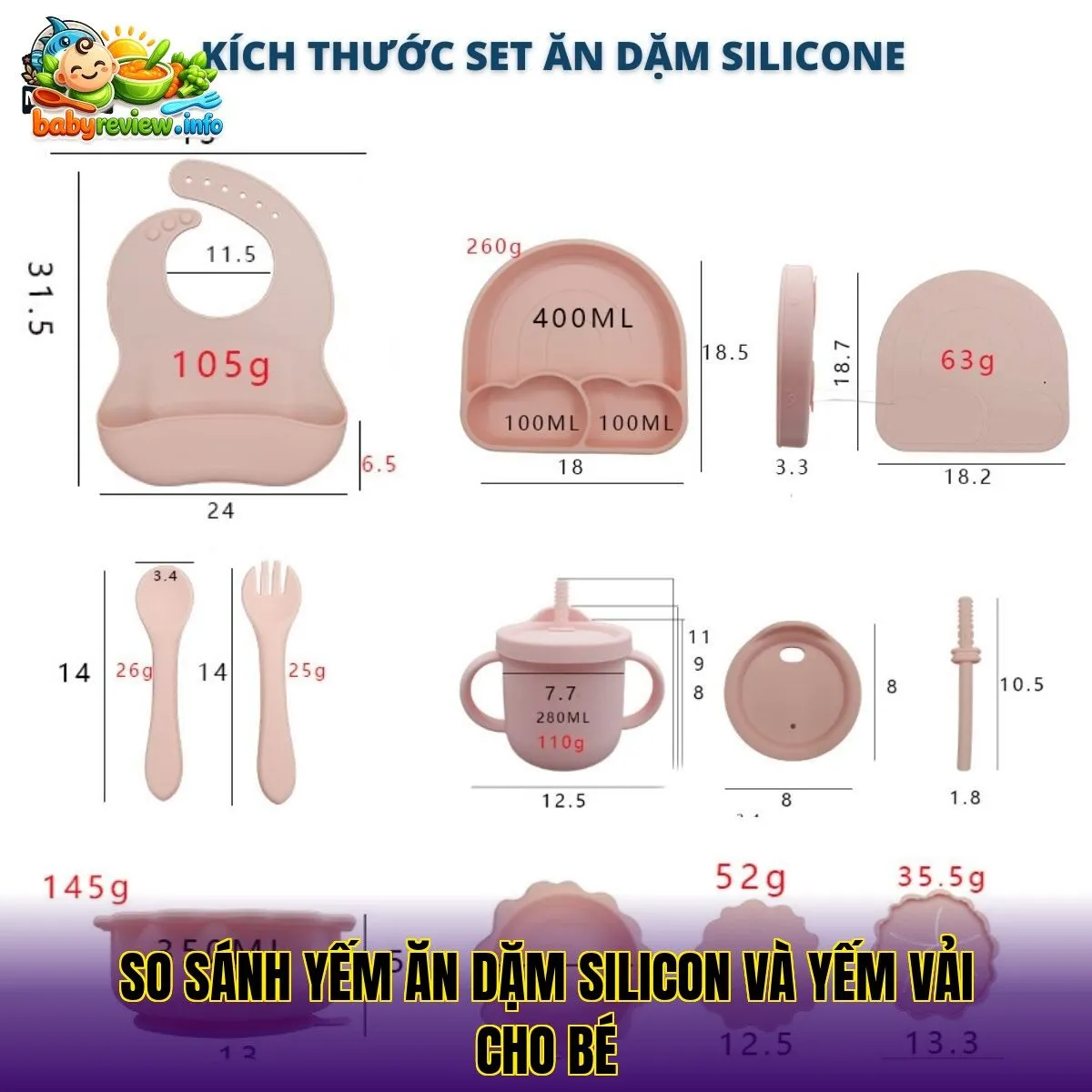 So sánh yếm ăn dặm silicon và yếm vải cho bé