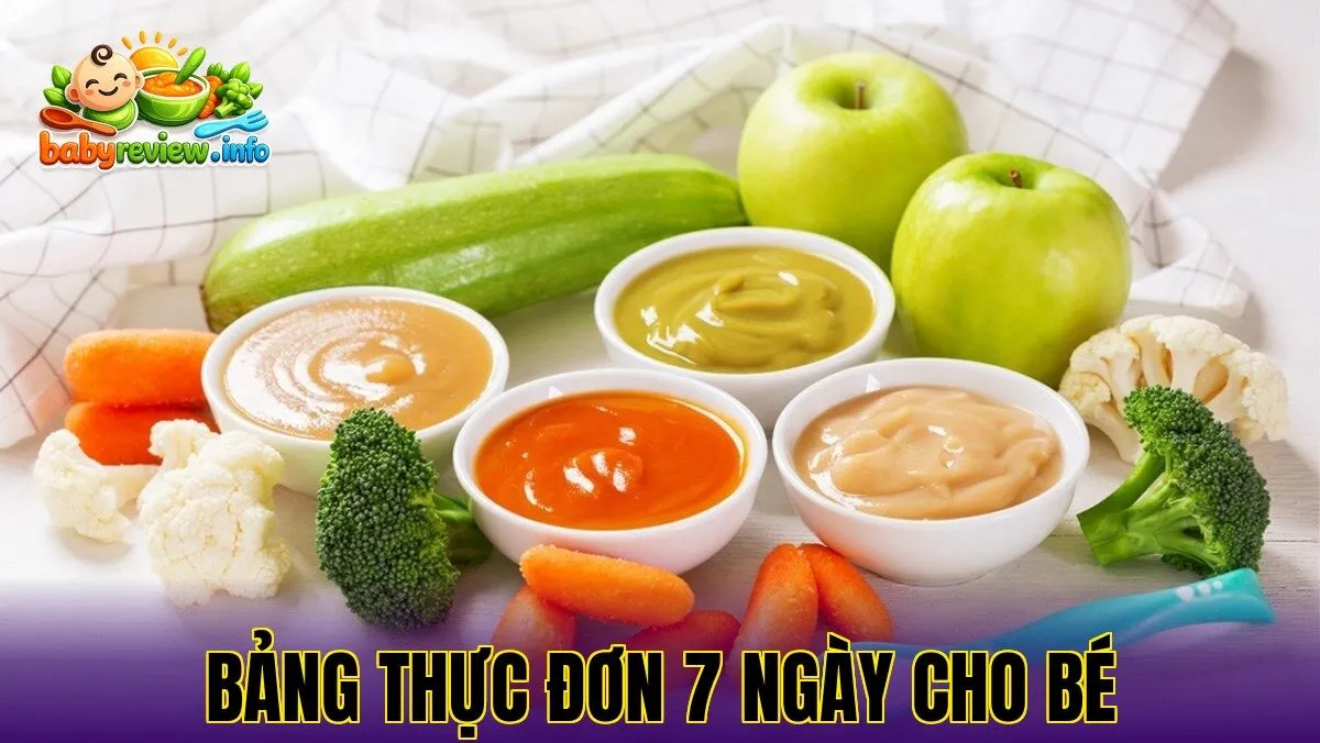 bảng thực đơn 7 ngày cho bé