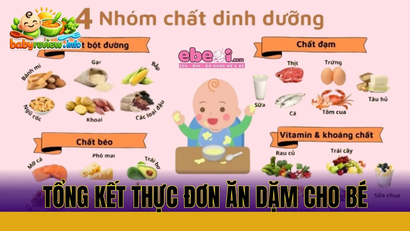 tổng kết thực đơn ăn dặm cho bé