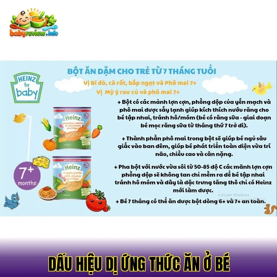 dấu hiệu dị ứng thức ăn ở bé
