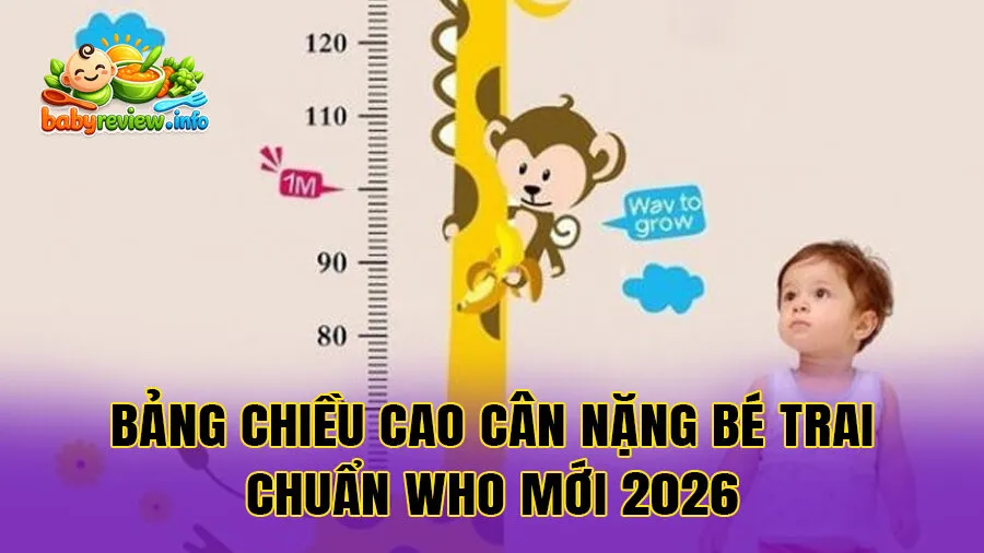 Bảng chiều cao cân nặng bé trai chuẩn WHO mới 2026